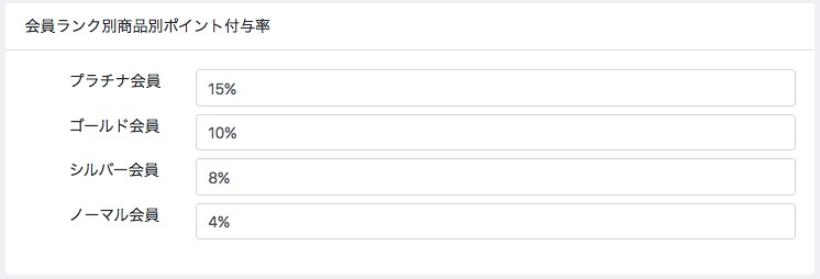 会員ランクごと、かつ商品ごとにポイント付与率を設定する