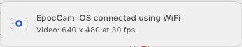 EpocCam iOS connected using WiFi
