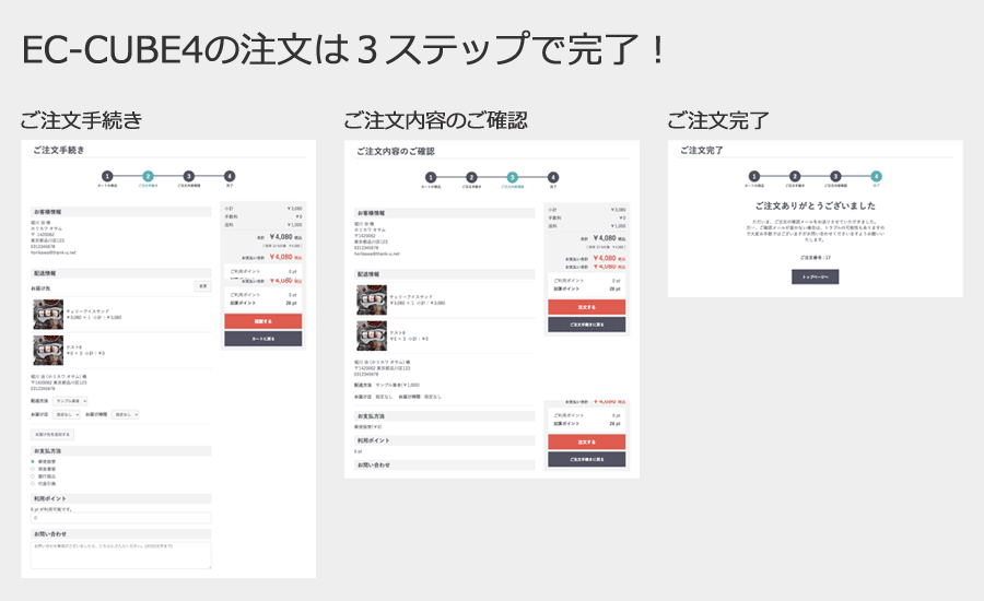 EC-CUBEの注文は３ステップで完了
