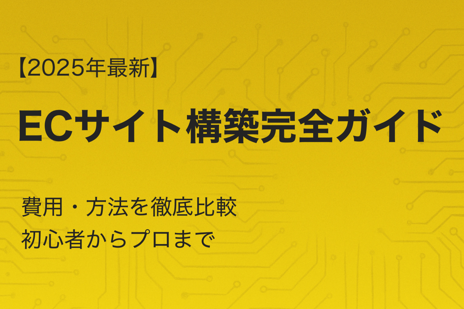 【2025年最新】ECサイト構築完全ガイド｜費用・方法を徹底比較初心者からプロまで