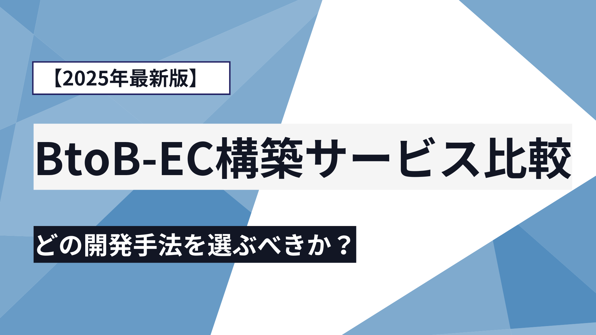 【2025年最新版】BtoB-EC構築サービス比較｜どの開発手法を選ぶべきか？