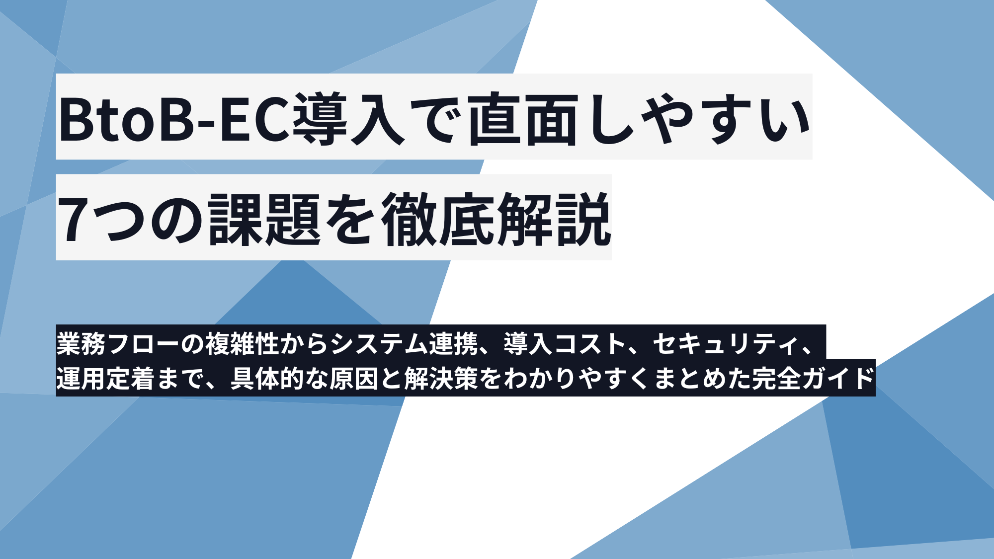 BtoB-EC導入で直面しやすい7つの課題を徹底解説
