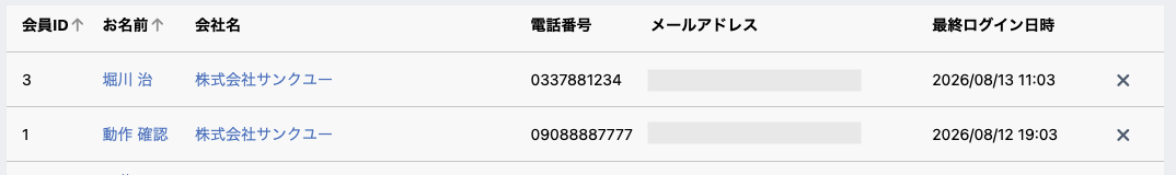 EC-CUBE管理画面>会員一覧でログイン状況を確認することができます。